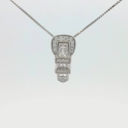 Kelly Herd Clear Ranger Style Buckle Necklace - Sterling Silver