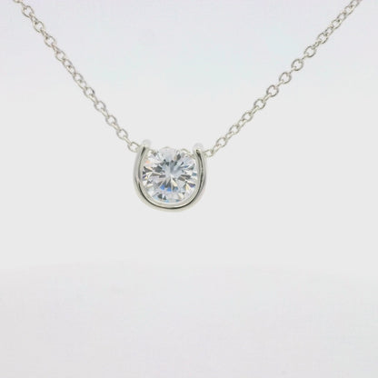 Small Brass Horseshoe Necklace with center stone