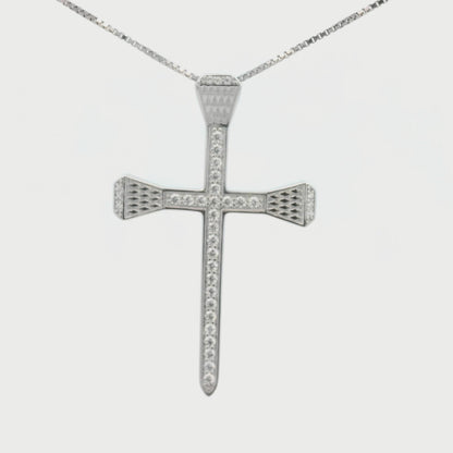 Kelly Herd PavÃƒÂ© Horseshoe Nail Cross Necklace - Sterling Silver
