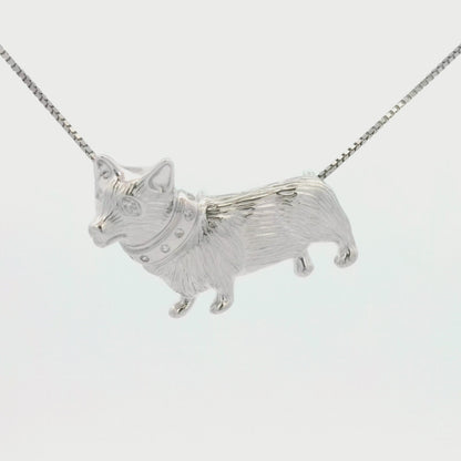 Kelly Herd Large Corgi Necklace - Sterling Silver