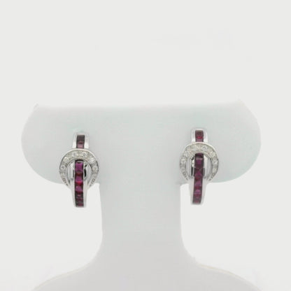 Kelly Herd Red Contemporary Buckle Hoop Earrings - Sterling Silver
