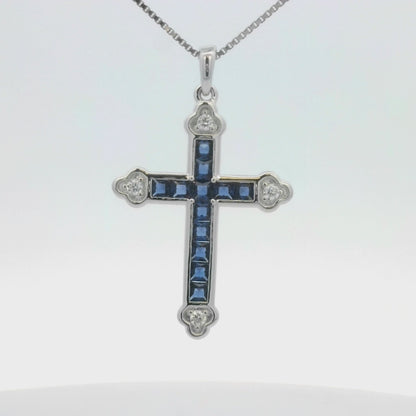 Kelly Herd Blue Cross Necklace - Sterling Silver