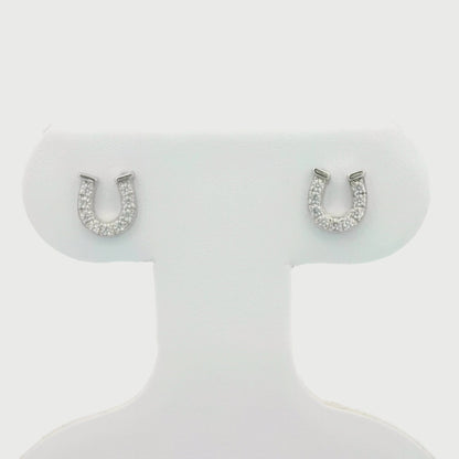 Kelly Herd Clear Horseshoe Earrings - Sterling Silver