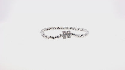 Kelly Herd Brass Bracelet with Cubic Zirconia Magnetic Clasp