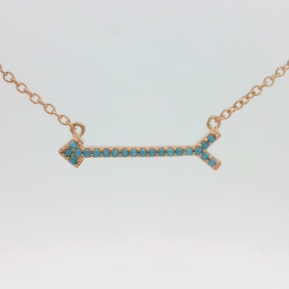 Kelly Herd Rose Gold Arrow Necklace with Turquoise Stones