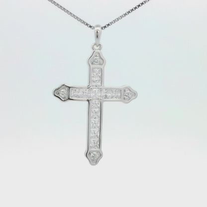 Kelly Herd Clear Cross Necklace - Sterling Silver