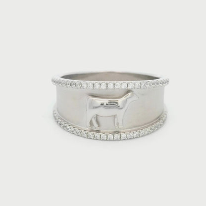 Kelly Herd Crystal Accent Heifer Ring - Sterling Silver