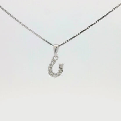 Kelly Herd Clear Dangle Horseshoe Necklace - Sterling Silver