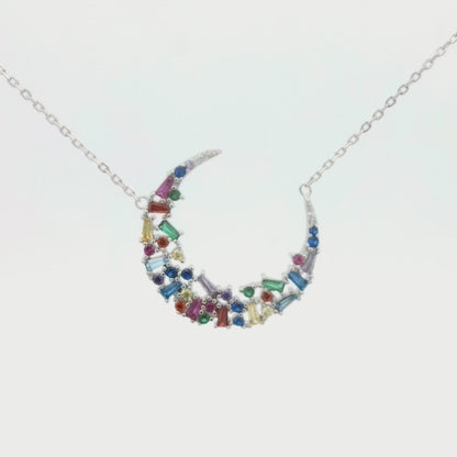 Kelly Herd Multi-Color Crescent Necklace - Sterling Silver