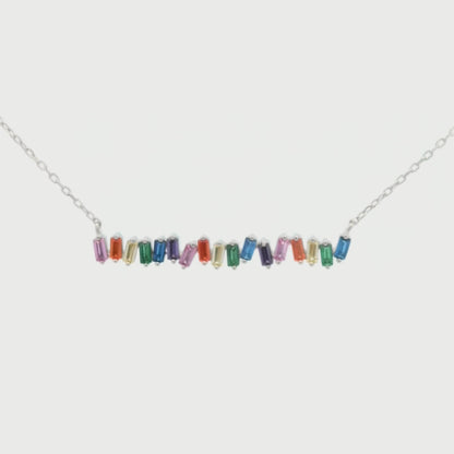 Kelly Herd Multi-Color Bar Necklace - Sterling Silver