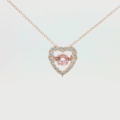 Kelly Herd Clear & Pink Heart Pendant - Rose Gold