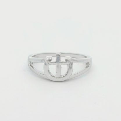 Kelly Herd Cross & Horseshoe Ring - Sterling Silver