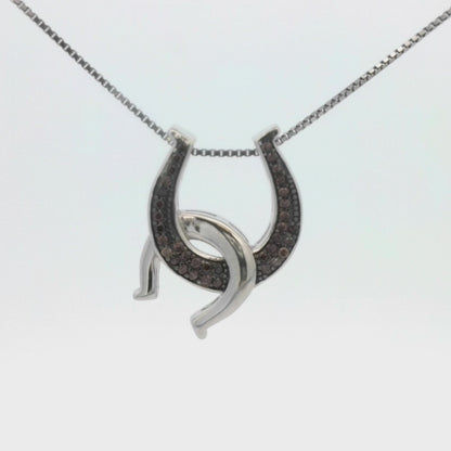 Kelly Herd Cognac Double Horseshoe Necklace - Sterling Silver