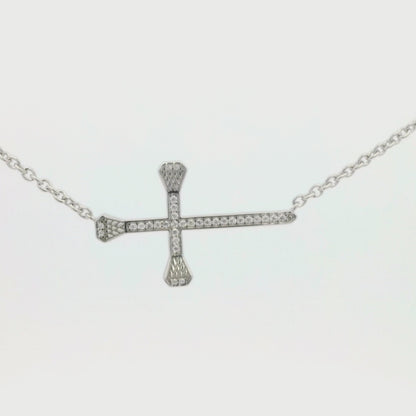 Kelly Herd Horizontal PavÃƒÂ© Horseshoe Nail Cross Necklace - Sterling Silver