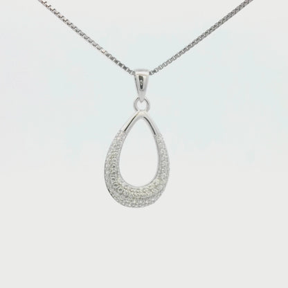 Kelly Herd Clear Teardrop Pendant- Sterling Silver