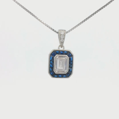 Kelly Herd Asscher Cut-Blue Spinel Pendant - Sterling Silver