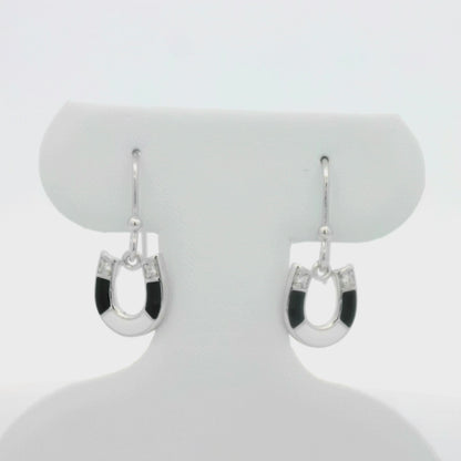 Kelly Herd Black & White Horseshoe Earrings - Sterling Silver