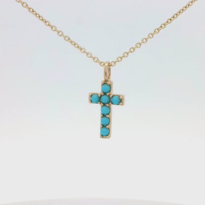 Kelly Herd Small Gold Cross Turquoise Necklace