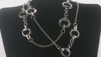 Kelly Herd Brass Long Silver Snaffle Bit Necklace