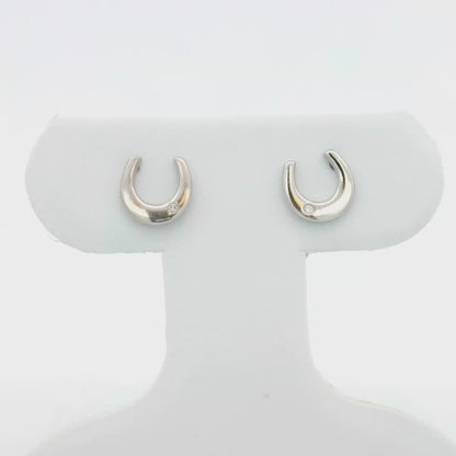 KELLY HERD SINGLE STONE HORSESHOE EARRINGS - STERLING SILVER