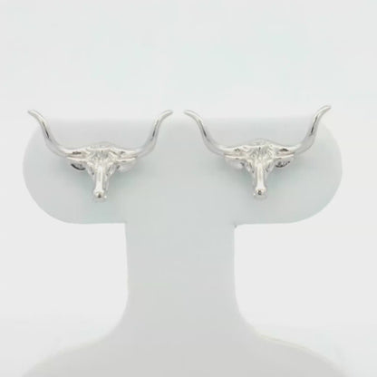 Kelly Herd Post Back Longhorn Earrings - Sterling Silver