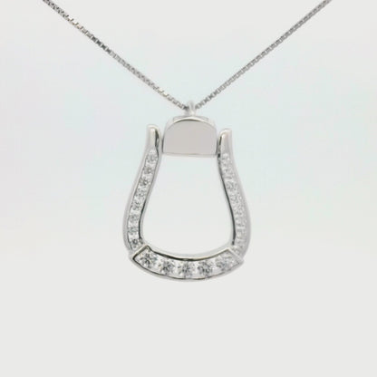 Kelly Herd Clear Stone Oxbow Stirrup Necklace - Sterling Silver