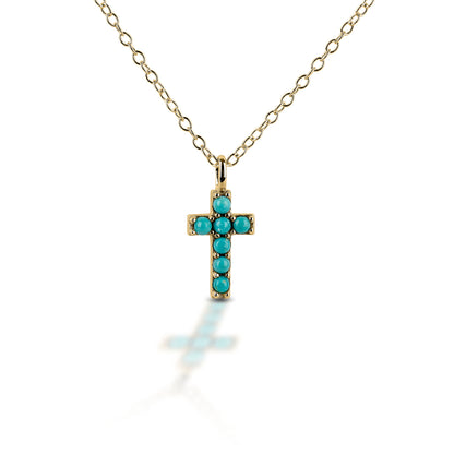 Kelly Herd Small Gold Cross Turquoise Necklace