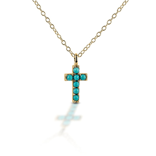 Kelly Herd Small Gold Cross Turquoise Necklace