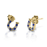 Kelly Herd Blue & Clear Horseshoe Earrings - 14k Gold