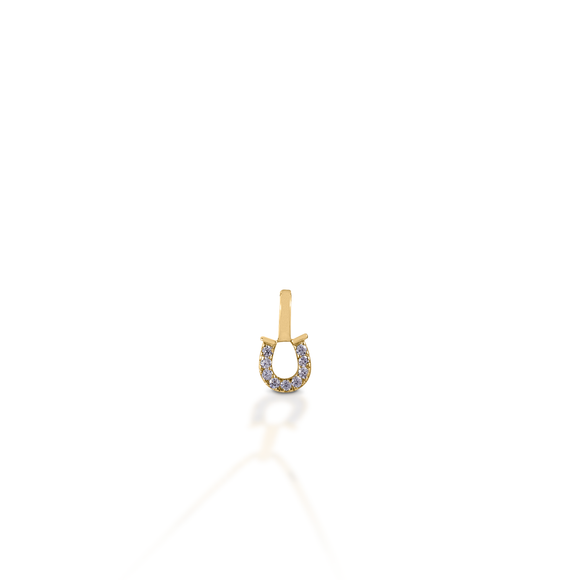 Kelly Herd Clear Horseshoe Pendant - 14K Yellow Gold