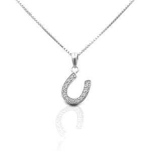 Kelly Herd Large Clear Dangle Horseshoe Necklace - Sterling Silver