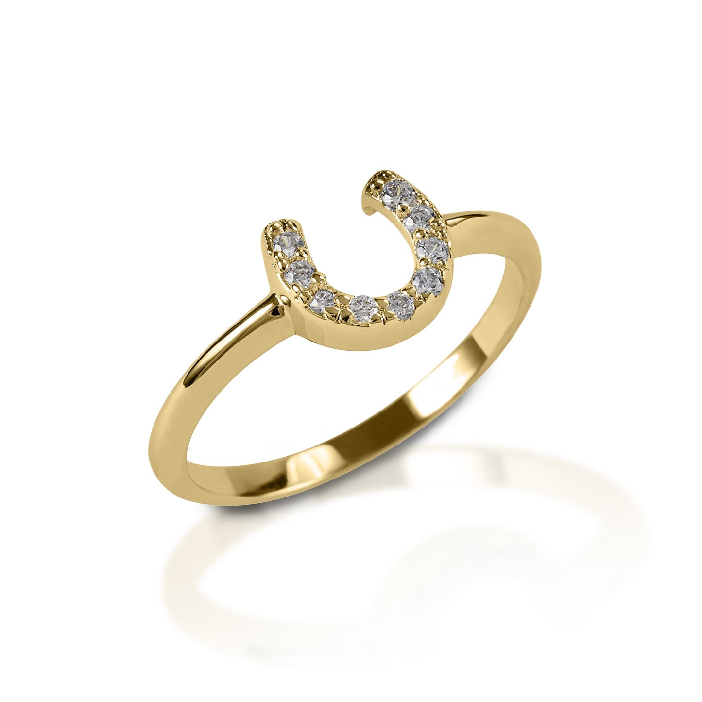 Kelly Herd Clear Horseshoe Ring - 14k Gold