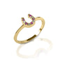 Kelly Herd Red & Clear Horseshoe Ring - 14k Gold