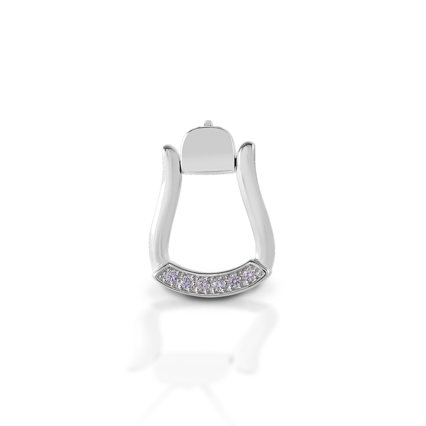 Kelly Herd Large Stone Base Oxbow Stirrup Pendant - 14K White Gold