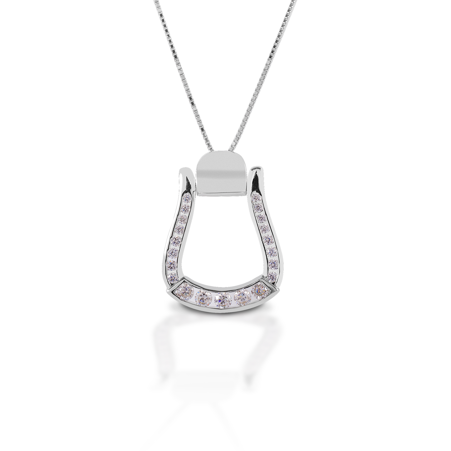 Kelly Herd Clear Stone Oxbow Stirrup Necklace - Sterling Silver