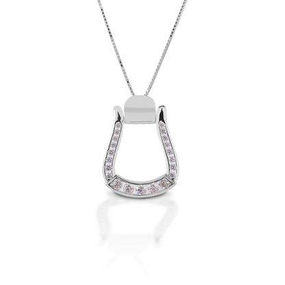 Kelly Herd Clear Stone Oxbow Stirrup Necklace - Sterling Silver