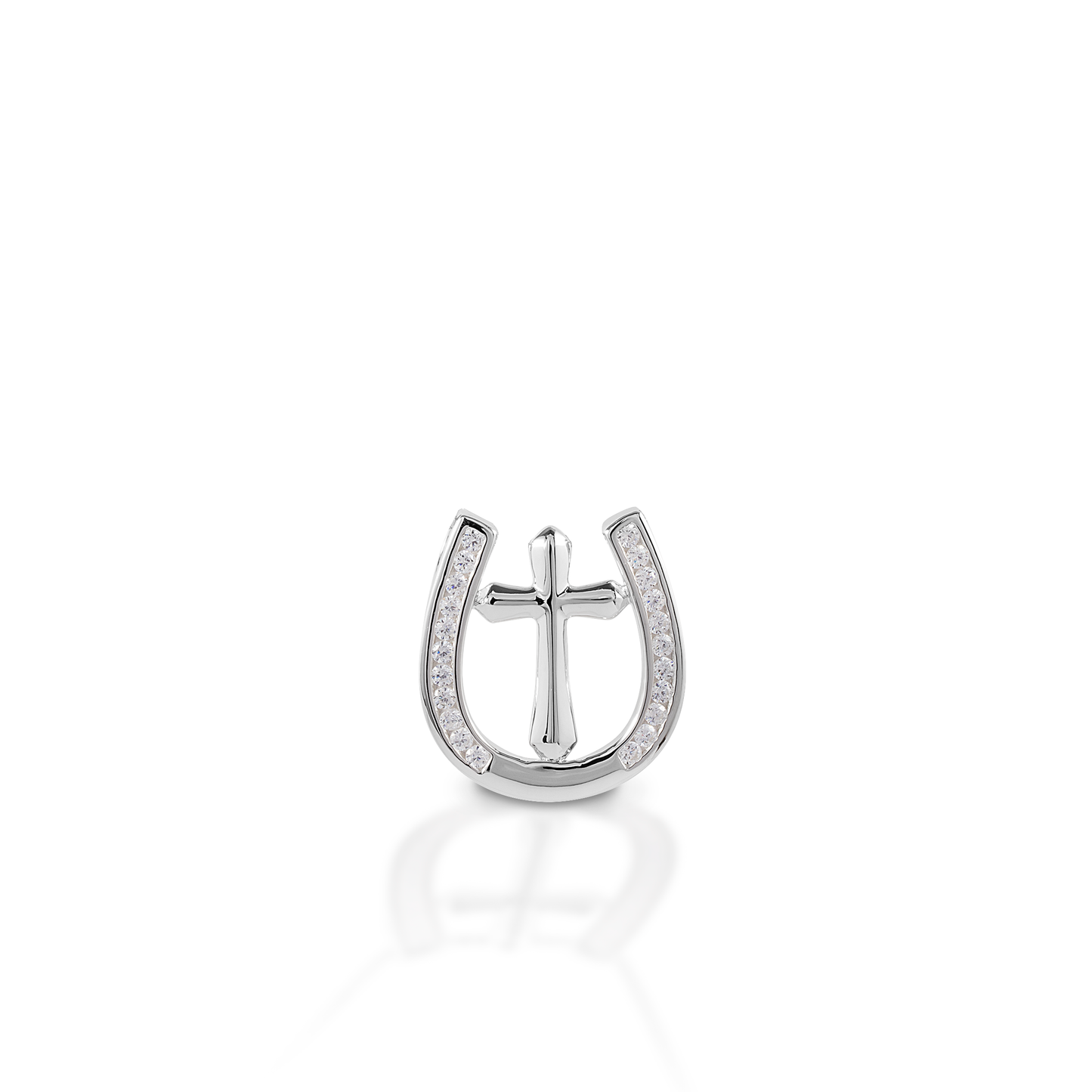 Kelly Herd Small Horseshoe Cross Pendant - 14K White Gold