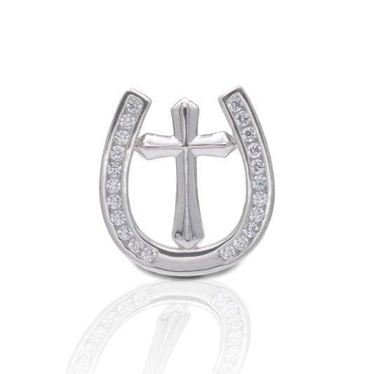 Kelly Herd Horseshoe Cross Tie Tack - Sterling Silver