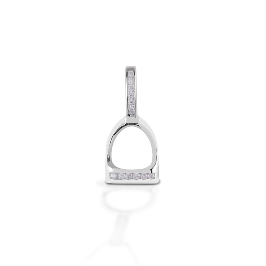 Kelly Herd Large English Stirrup Pendant - 14K White Gold