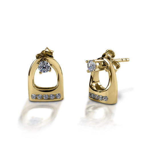 Kelly Herd Stud Earrings with Small English Stirrup Jackets - 14k Gold