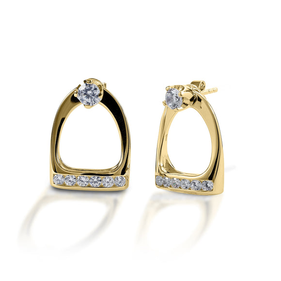 Kelly Herd Stud Earrings with Large English Stirrup Jackets - 14k Gold