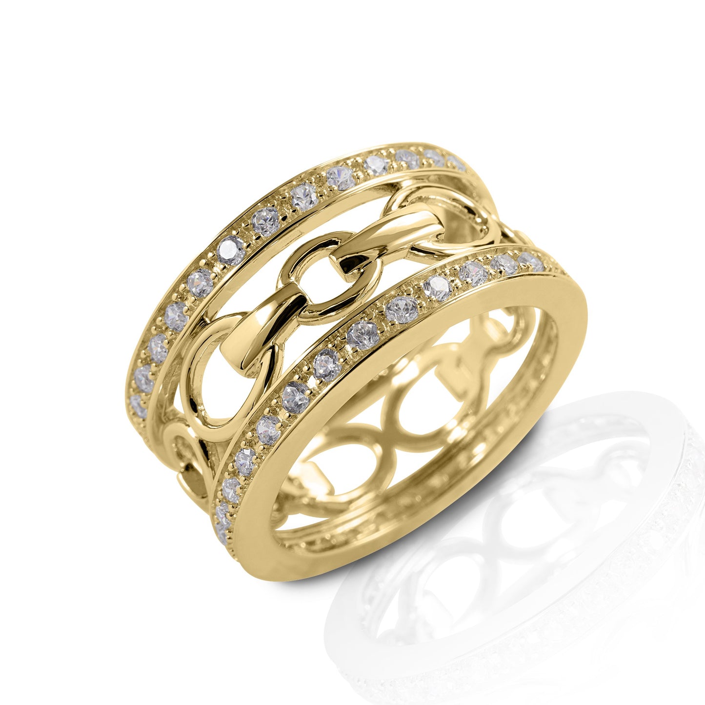 Kelly Herd Wide Band Bit Ring - 14k Gold