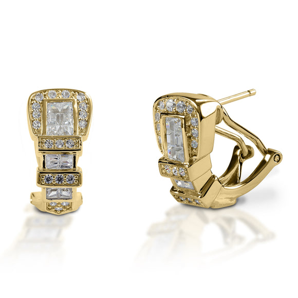 Kelly Herd Clear Ranger Style Buckle Earrings - 14k Gold