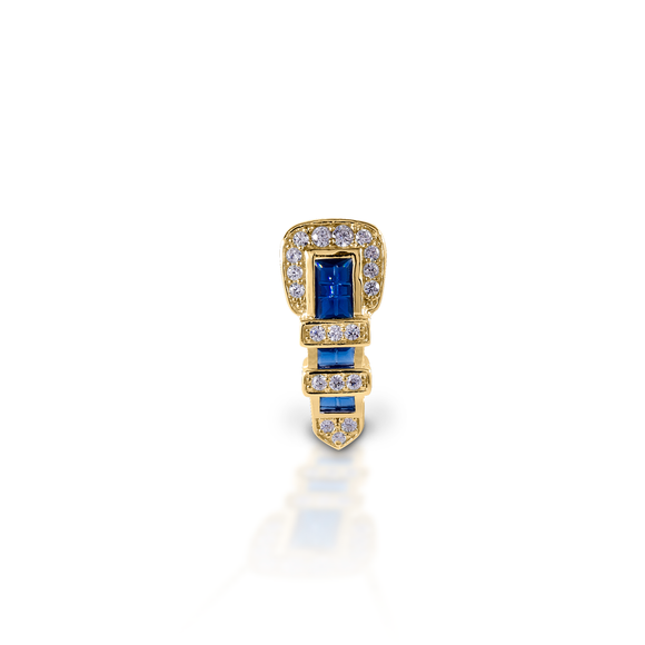 Kelly Herd Blue Ranger Style Buckle Pendant - 14K Yellow Gold