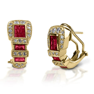 Kelly Herd Red Ranger Style Buckle Earrings - 14k Gold