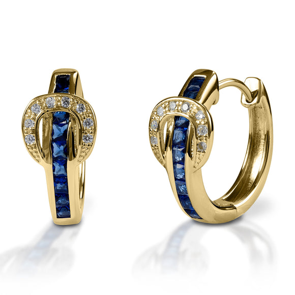 Kelly Herd Blue Contemporary Buckle Hoop Earrings - 14k Gold