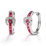 Kelly Herd Red Contemporary Buckle Hoop Earrings - Sterling Silver