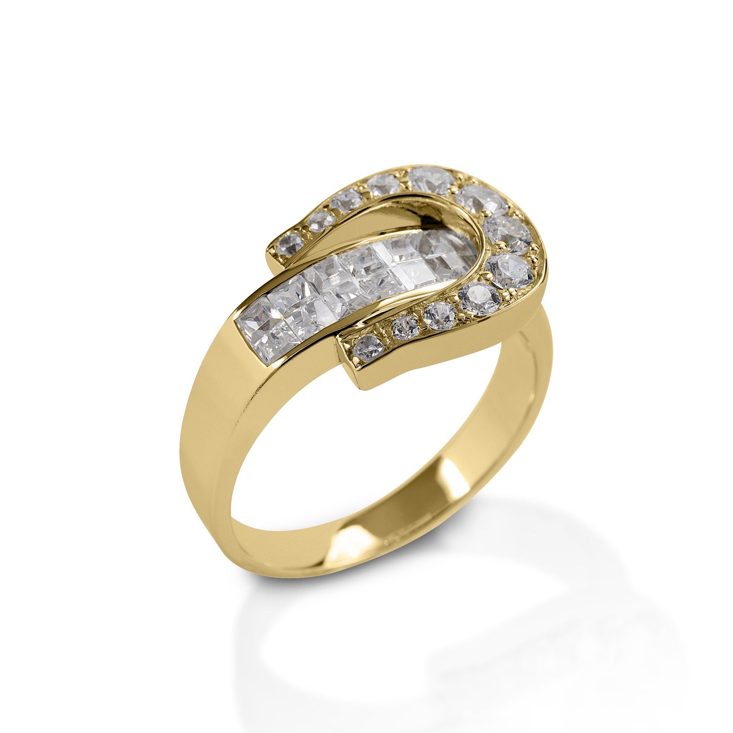 Kelly Herd Clear Contemporary Buckle Ring - 14k Gold