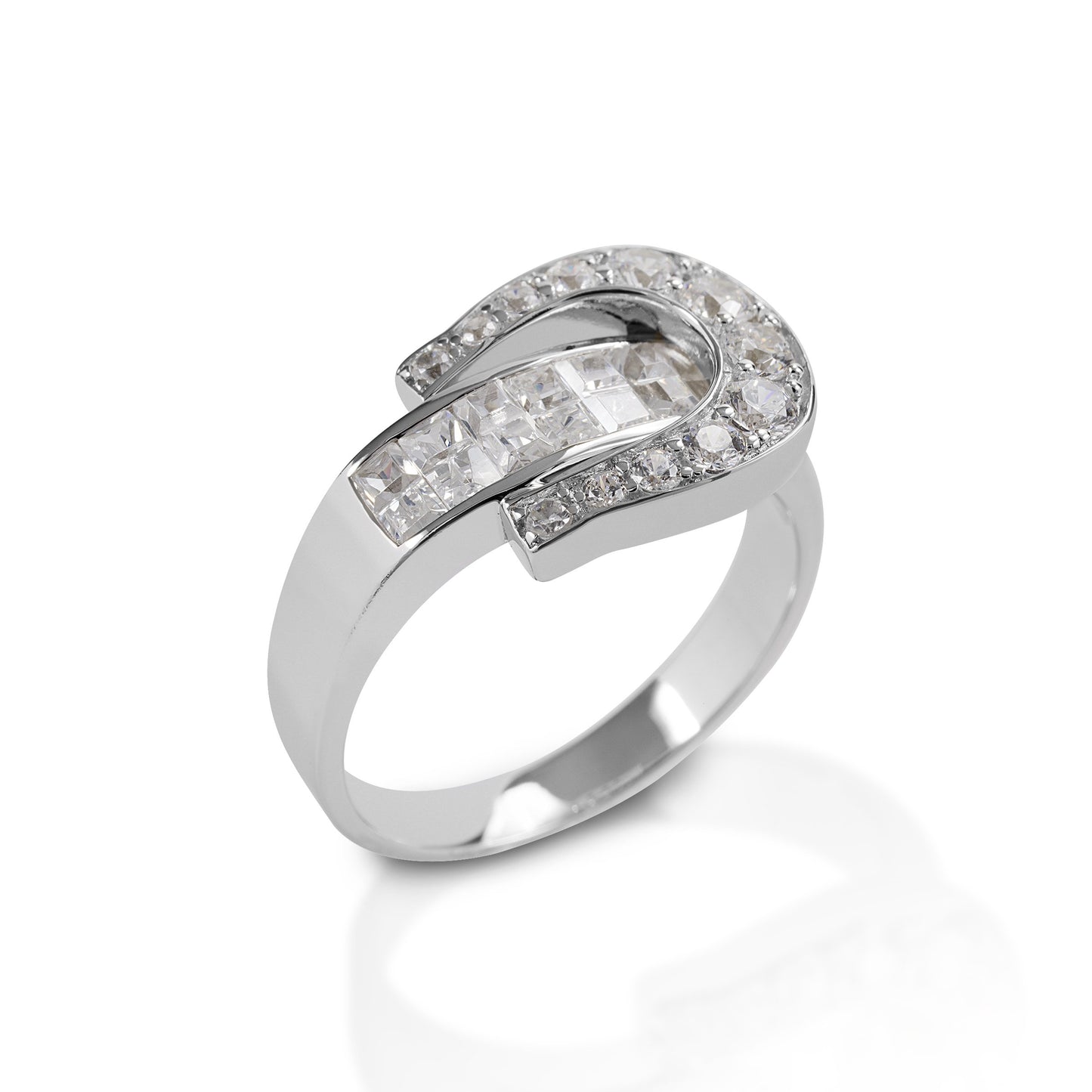 Kelly Herd Clear Contemporary Buckle Ring - 14k Gold