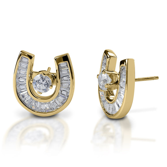 Kelly Herd Baguette Horseshoe Jacket Stud Earrings - 14k Gold